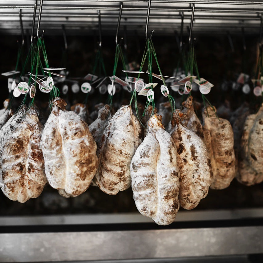 Artisan salumi hung for ageing and flavour